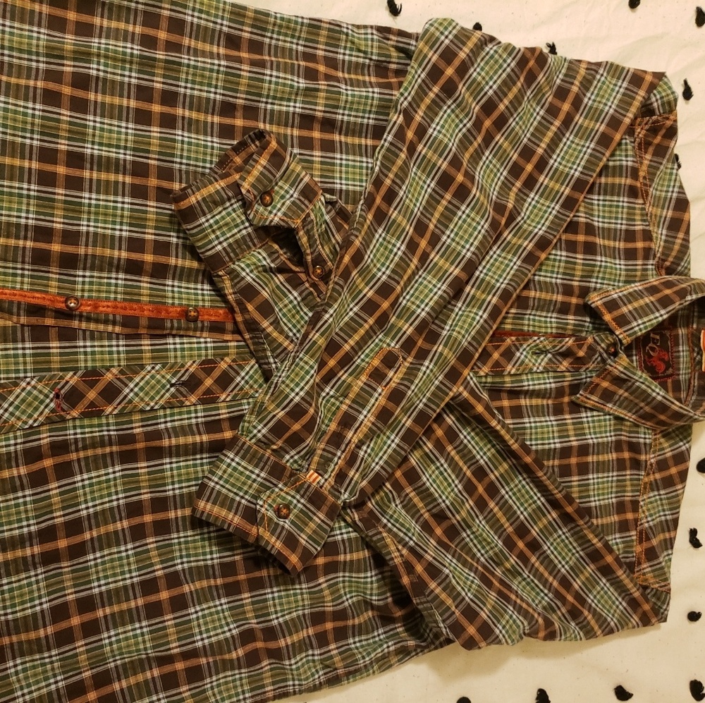 EQ plaid men button down shit